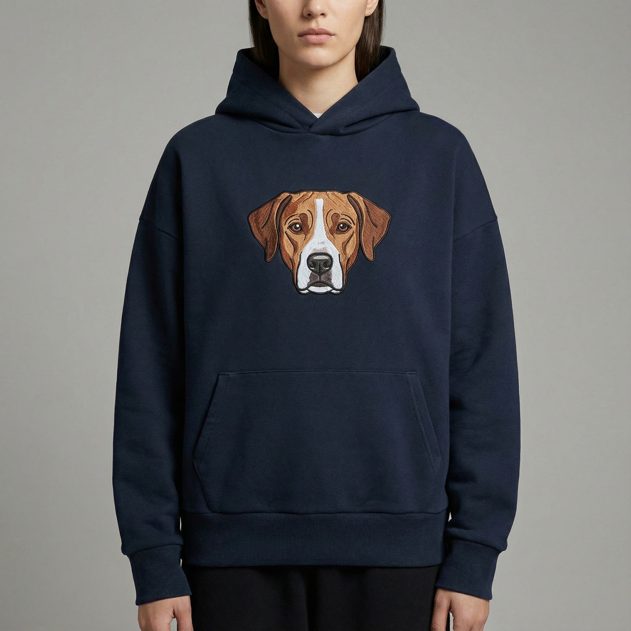 Bluza Oversize Unisex z kapturem z dużym haftem pupila