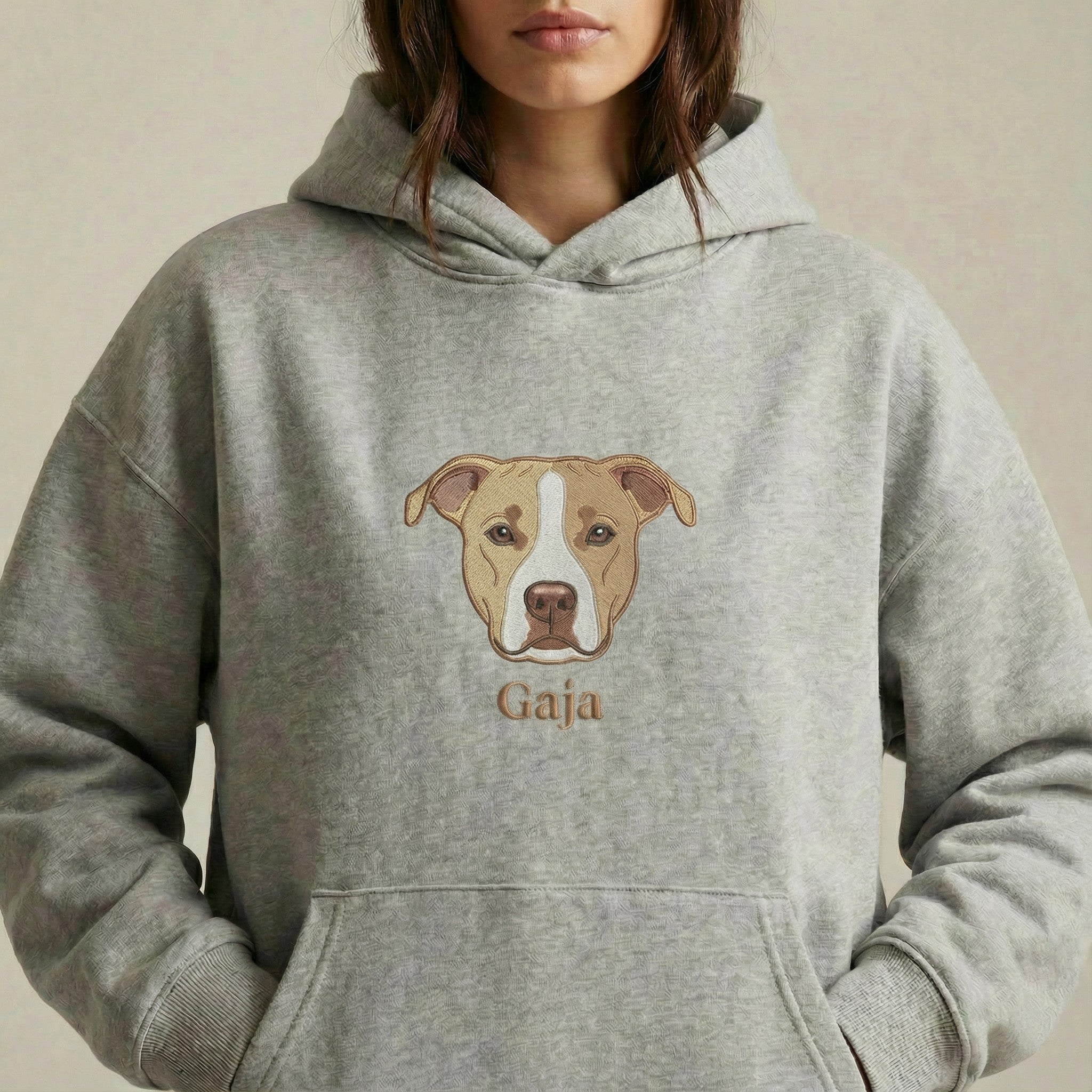 Bluza Oversize Unisex z kapturem z dużym haftem pupila